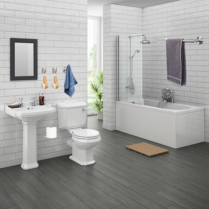 TocTen Bathroom Hardware Set, Thick Stainless Steel Bath Towel Bar Set Including Towel Rack for Bathroom+Toilet Paper Holder+3 Robe Towel Hooks Wall Mount Bathroom Accessory Set(16IN,Brushed Nickel)
