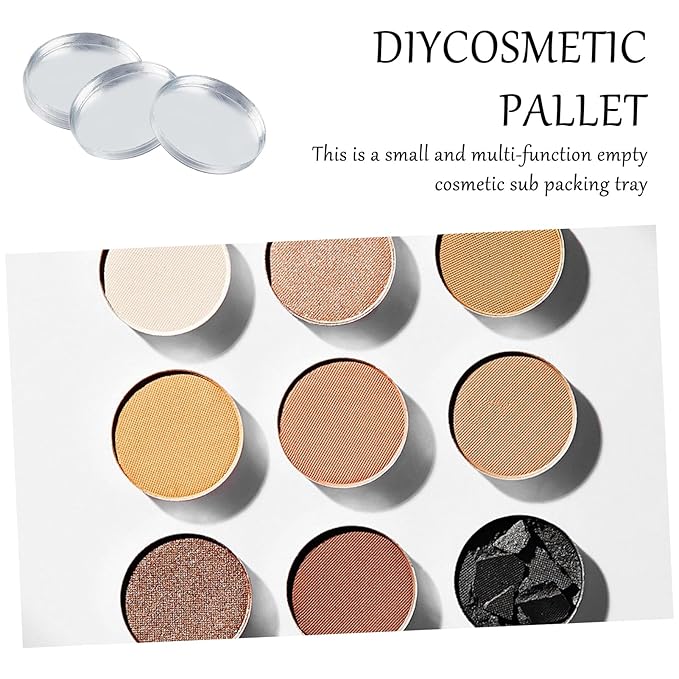 NICENEEDED 100 PCS Aluminum Empty Eyeshadow Pan, Round Palette Metal Pans Cosmetic Blush Lipstick Organizer, Square Refillable Container Eyeshadow Trays