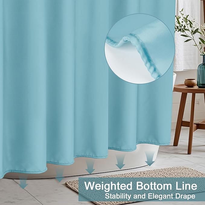 AooHome Extra Long Shower Curtain 72x78 Inch, Fabric Shower Curtain Liner for Hotel with Hooks, Weigthed Hem, Water Repellent, Blue