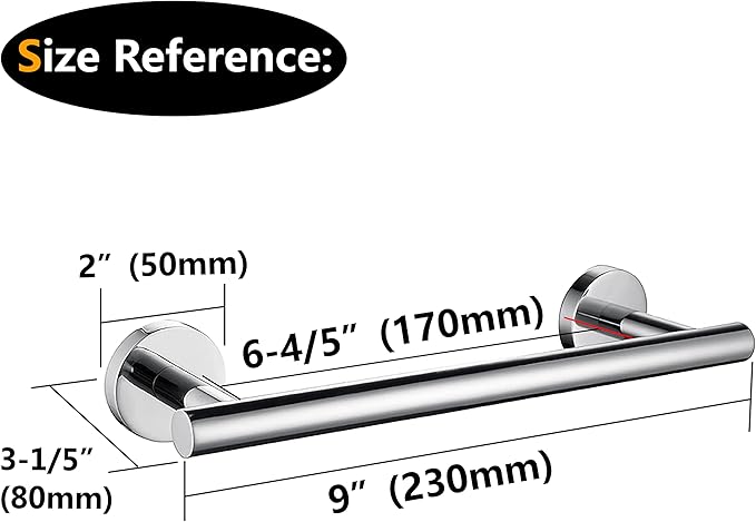 Nolimas Polished Chrome Bath Towel Bar Single Bars Towel Rack Rod Classic Wall Mounted Stainless Steel Bathroom Towel Bar Toilet Kitchen Towel Shelf Single Layer,9inch