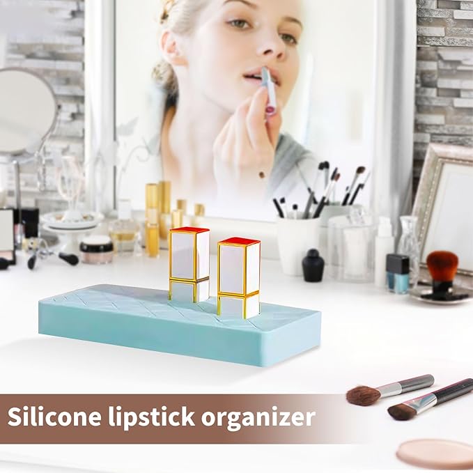 18 Grids Lipsticks Holder & lipstick organizer, 3pcs Lipstick & Makeup Brush Organizer Holder，Silicone Cosmetic Storage Box，skin care organizer & nail polish rack，lipstick holder and organizer