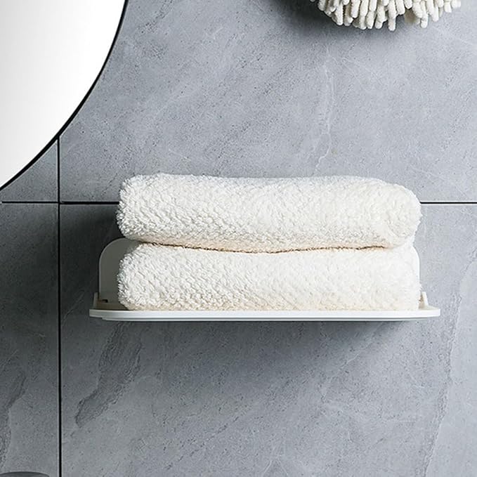Luxshiny 2pcs Foldable Wall Shelf Bathroom Storage Rack for Towels and Soap, Space-Saving Fold Down Bathroom Shelves, Wall Mounted Organizer for Small and Large Spaces