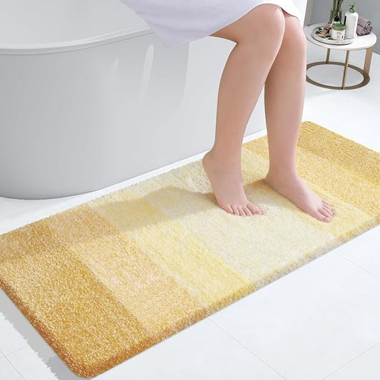 OLANLY Bathroom Rugs Mat 40x24, Extra Soft Absorbent Microfiber Bath Rug, Rubber Backing, Quick Dry, Machine Washable Bath Mats for Bathroom Floor, Tub and Shower, Home Decor Accessories, Light Yellow