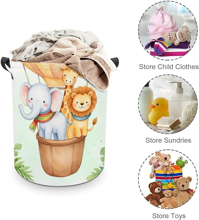 Cartoon Baby Laundry Basket Boys Room Decor Elephant Giraffe Hampers Boys Hamper Clothes Toy Storage Bin Jungle Decor