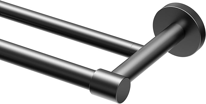 Gatco 4664MX Reveal 24" Double Towel Bar, Matte Black | Wall Mounted Bathroom Double Towel Holder | Towel Rack for Bathroom