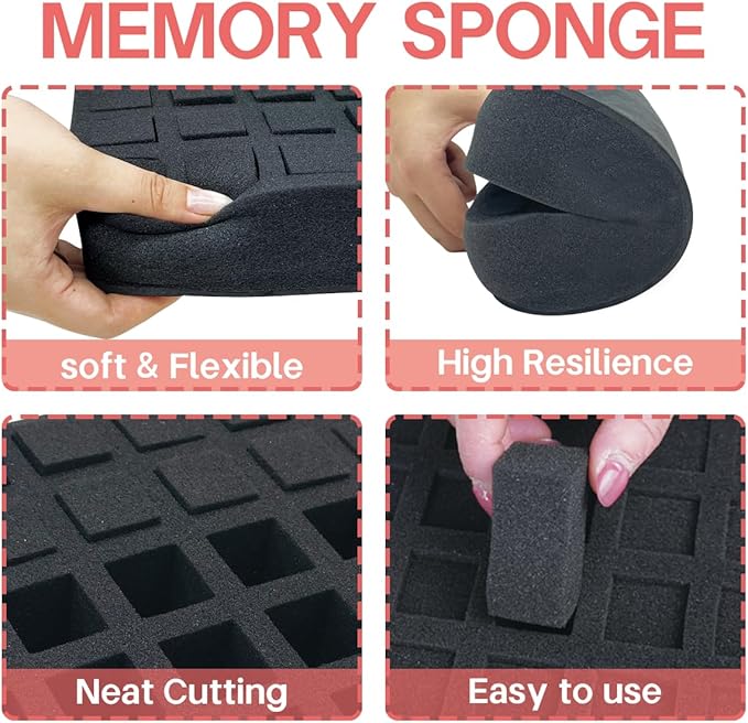Essential oils Organizer Holder Foam Pad with Slots, Holds 30 bottles of 10ml、15ml Bottles, Removable Dividers，Black