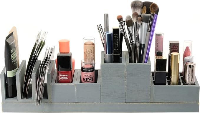 Magnetic Makeup Organizer - Includes 6 Rearrangeable Pieces (Gray)