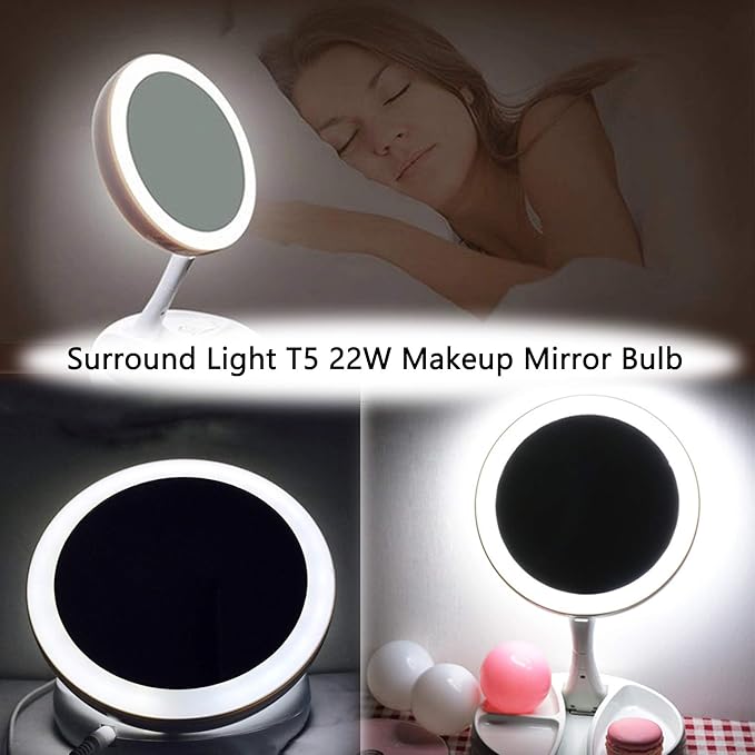 Poweka T5-22W Circular Bulb,7.25 inch Round Mirror Light Bulb Replacement Compatible with Floxite/Zadro/Rialto Makeup Magnifying Vanity Mirror, Makeup Mirror Fluorescent Light Bulb