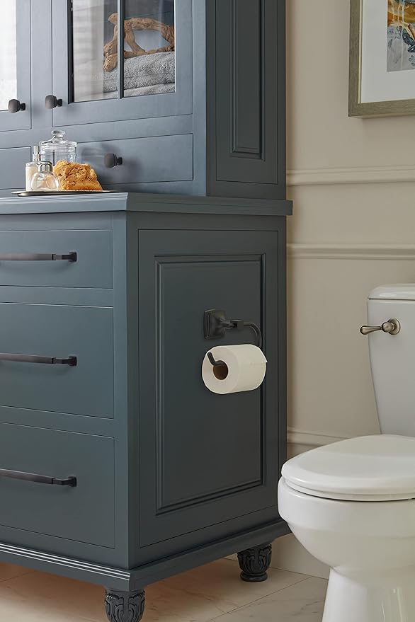 Amerock BH36091MB | Matte Black Single Post Toilet Paper Holder | 7-1/16 in. (179 mm) Length Toilet Tissue Holder | Stature | Bath Tissue Holder | Bathroom Hardware | Bath Accessories