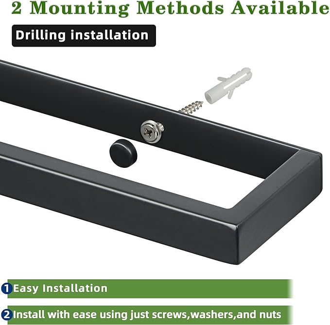 Alise 16 Inch Towel Bar,Towel Holder for Bathroom,Towel Racks for Lavatory,SUS304 Stainless Steel Hand Towel Hanger,Wall Mount Towel Rail,Matte Black