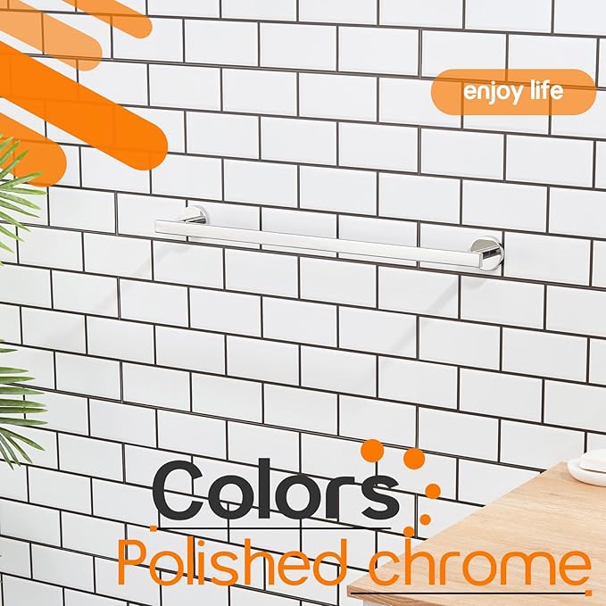 24 Inch Bathroom Towel Bar Bath Towel Rack Kitchen Towel Holder Towel Rails Wall Mounted SUS304 Stainless Steel Polished Chrome AN4001CH-L24