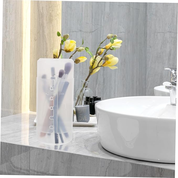 3pcs Retractable Makeup Brush Holders Clear Plastic Travel Organizers Storage for Cosmetic
