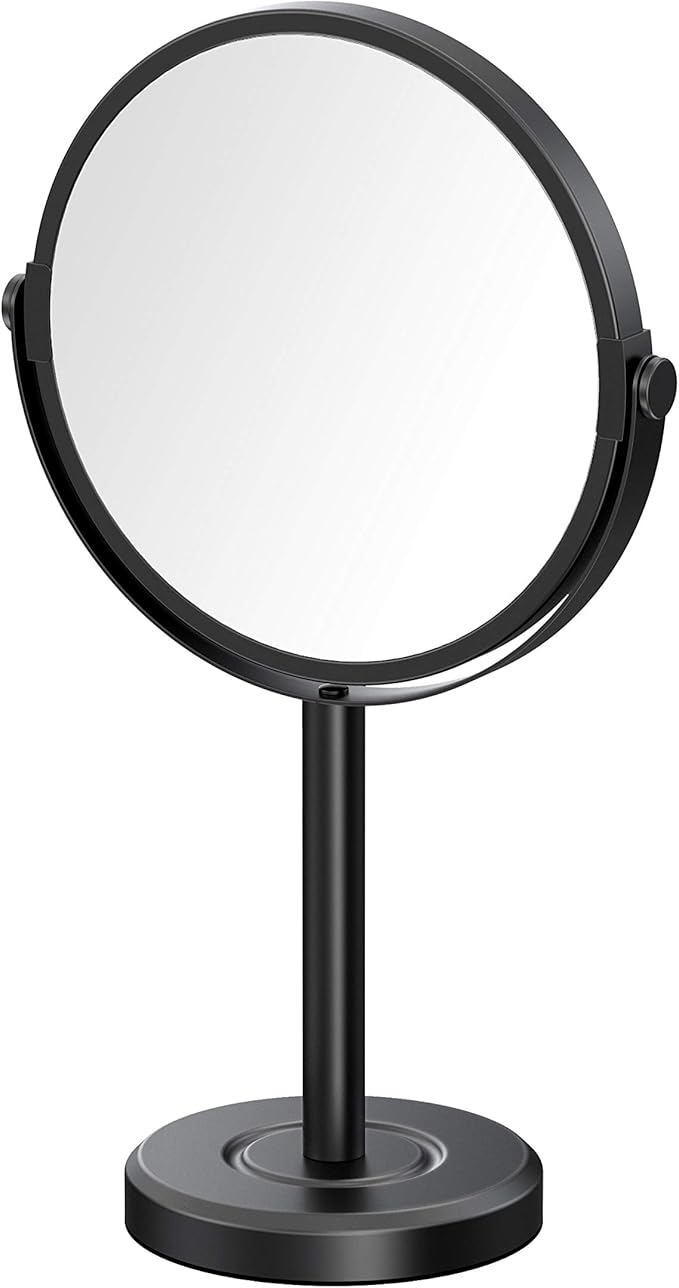 Gatco 1386MX Latitude II Makeup Mirror, Countertop Bathroom Vanity Mirror, 3X Magnification, 360-Degree Swivel, Matte Black