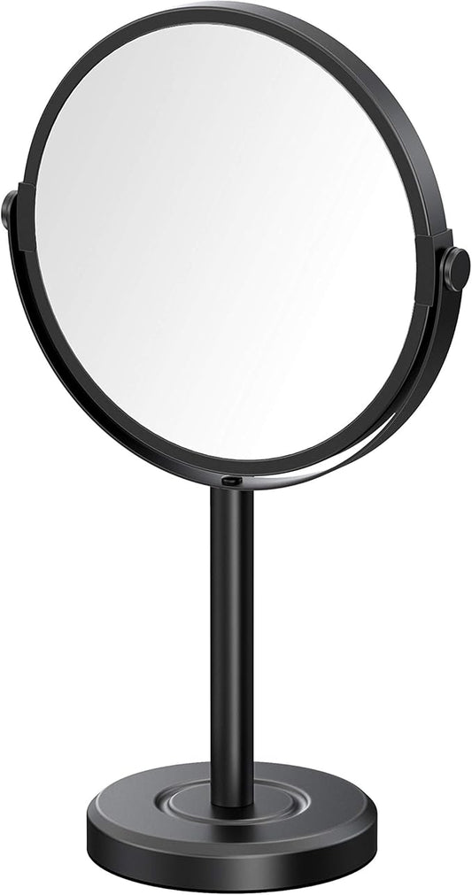 Gatco 1386MX Latitude II Makeup Mirror, Countertop Bathroom Vanity Mirror, 3X Magnification, 360-Degree Swivel, Matte Black