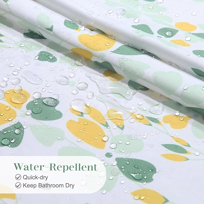 Boho Shower Curtain for Bathroom, Leaves Farmhouse Fabric Shower Curtain, Waterproof Plant Print Shower Curtains Bathroom Curtains, 72" W x 72" H