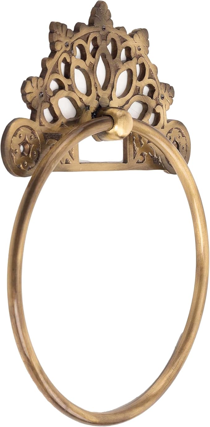 Victorian Towel Ring Solid Brass | Antique 6 inches | Hand Towel Hanger | Round Towel Holder for Bathroom, Toilet,Kitchen Accessories Handmade | Wall Mounted | Napkin Holder