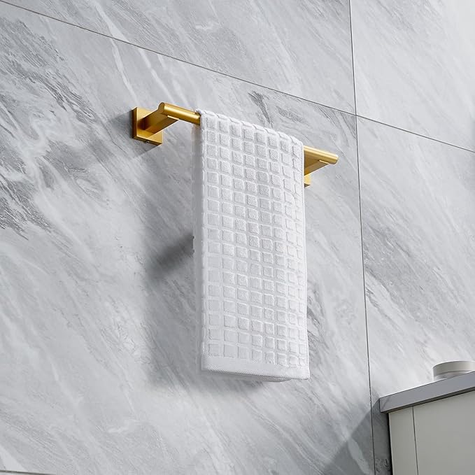 Miyili 12-Inch Hand Towel Bar Stainless Steel Towel Holder Rack for Bathroom or Kitchen Wall Mount Gold Finish, A02G30A