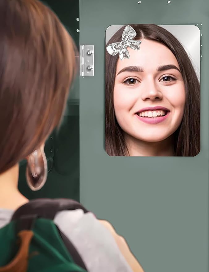 Bow Magnetic Locker Mirror 4"x6" Small Real Glass Frameless Mirror with Magnetic Backing for School Locker, School Makeup Mirrors for Girls Bathroom Refrigerator Dorm Gym Office Cabinet Home