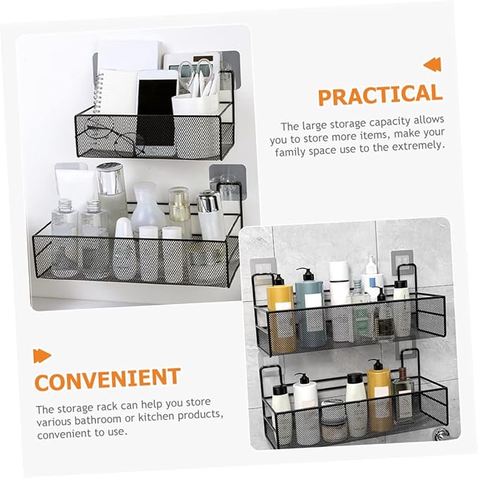 MAGICLULU Wall Mounted Bathroom Shelf Storage Basket No Drilling Medium Easy to Install for Organizing Towels and Bathroom Essentials