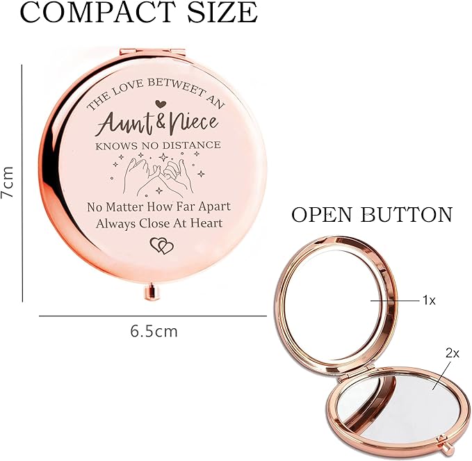 Aunt Gifts from Niece, Aunt & Niece Compact Mirorr, Aunt Birthday Gifts, Gifts for Aunts, Niece Gifts from Aunt, Aunt & Niece Gifts Idea for Christmas, Birthday