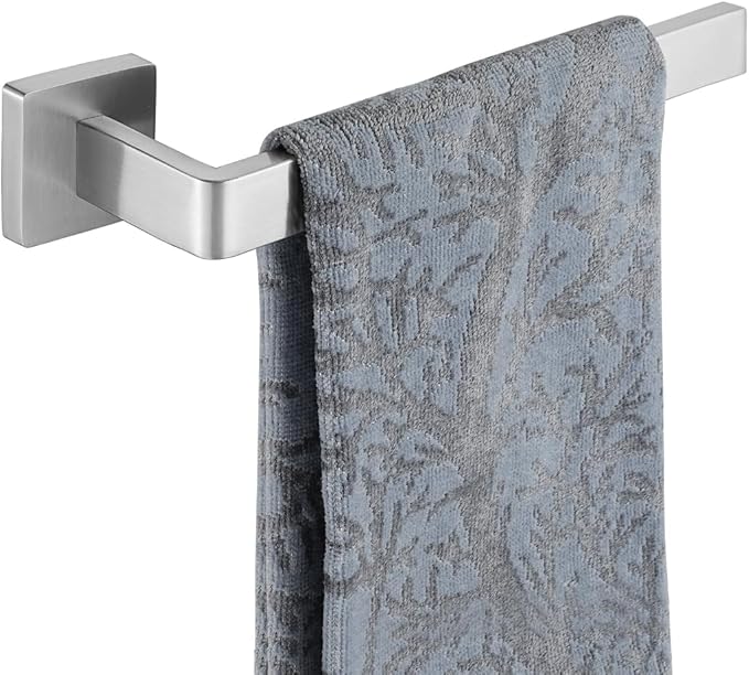 JQK Hand Towel Holder Towel Ring Gold, Thicken 0.8mm 304 Stainless Steel Bathroom Hand Towel Bar, 9 Inch Wall Mount Towel Rack Hanger, Brushed Steel, THH250L9-BN