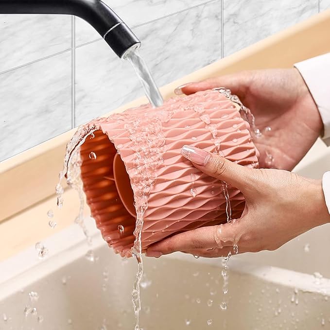 Makeup Brush Holder Organizer-360?? Rotating Makeup Brush Storage,Pencil Pen Holder Cup,Desk Accessories,5 Slot Make up Brushes Cup, for Vanity Desktop Bathroom Countertop (Pink)