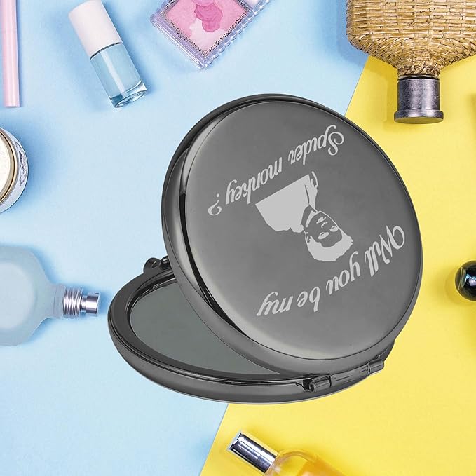 KEYCHIN Vampire Movie Pocket Mirror Vampire Edward and Bella Fans Gifts Will You Be My Spider Monkey Compact Mirror for Women Girls Teenager (Spider Monkey-BL)