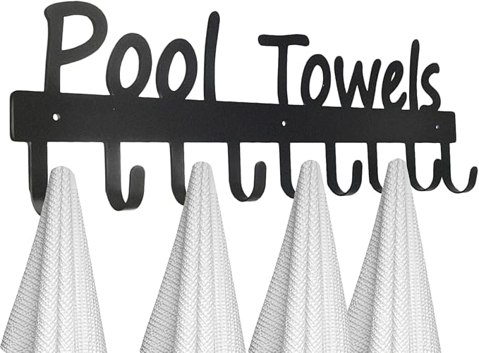 Black Pool Towel Rack Outdoor Towel Rack for Pool Towel Hooks Towel Hanger for Bathrobes Clothes 9 Hooks