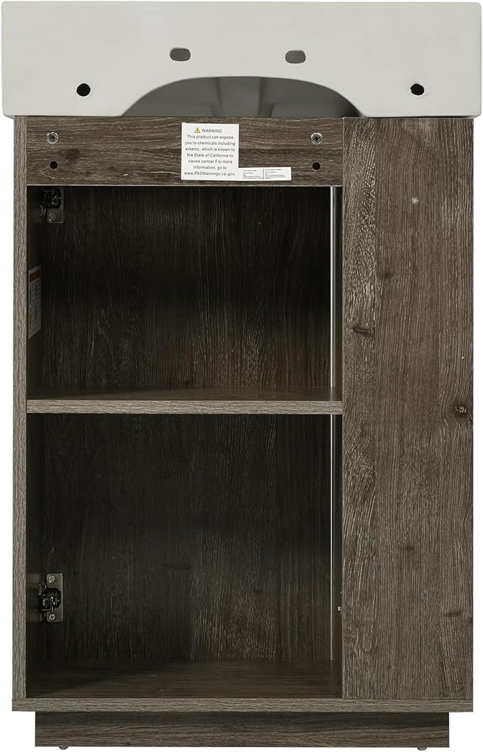 Virubi 21.6" Small Fluted Bathroom Vanity with Sink,Soft Closing Doors and Storage Shelves,Natural Wood Single Bathroom Sink Cabinet Combo Freestanding,Dark Grey