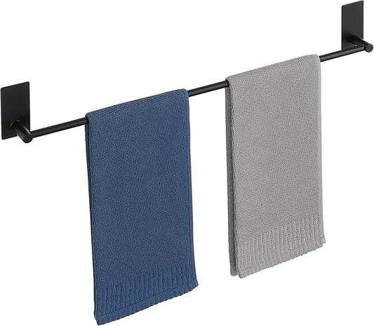 Alise Adhesive Towel Bar, 24 Inch Towel Racks for Bathroom SUS 304 Stainless Steel,Bathroom Towel Holder No Drill, Strong Self Adhesive Towel Bar, Matte Black