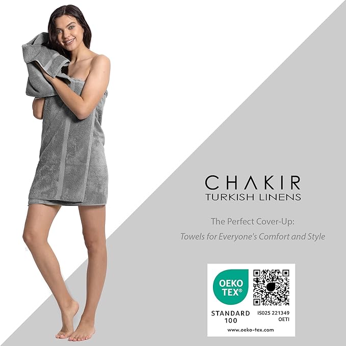 Chakir Turkish Linens | Hotel & Spa Quality 100% Cotton Premium Turkish Towels | Soft & Absorbent (4-Piece Washcloths, Gray)