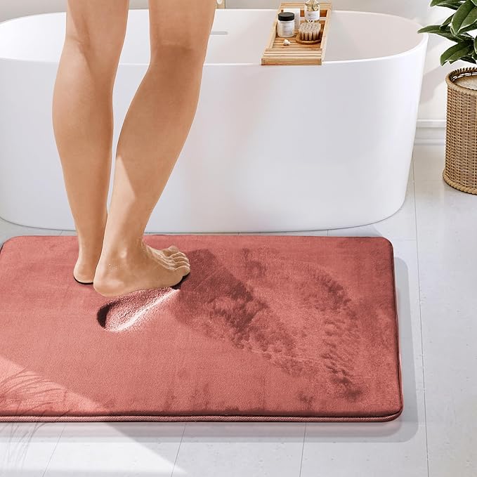 Clara Clark Bathroom Rugs, Velvet Memory Foam Bath Mat, Non-Slip Bath Rugs, Machine Wash, Dries Quickly, Ultra Soft Plush Bath Mats for Bathroom,