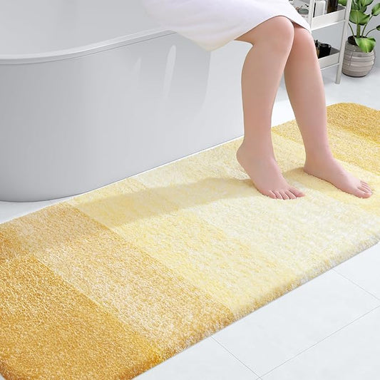 OLANLY Bathroom Rugs Mat 70x24, Extra Soft Absorbent Microfiber Bath Rug, Rubber Backing, Quick Dry, Machine Washable Bath Mats for Bathroom Floor, Tub and Shower, Home Decor Accessories, Light Yellow