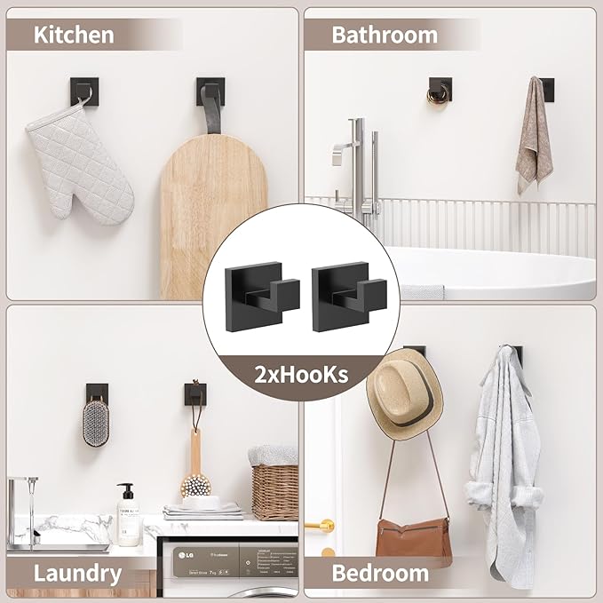 10-Piece Brushed Nickel Bathroom Hardware Set SUS304 Stainless Steel, 2×23.6" Towel Bars, 2 Towel Rings, 2 Toilet Paper Holders & 4 Towel Hooks Wall Mounted Bathroom Accessories Set