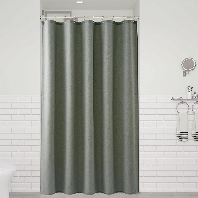 Naturoom Desert Sage 60 Inch Shower Curtain - Stall Narrow Half Linen Ultra Thick Fabric Shower Curtain Set with Hooks, Boho Farmhouse Rustic RV Camper Bath Curtains for Bathroom, 60x72