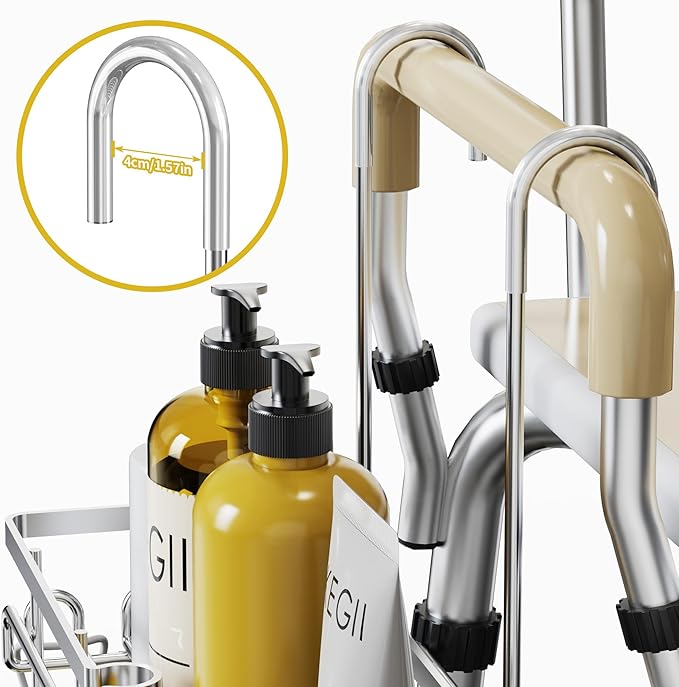KEGII Hanging Shower Organizer - Shower Rack Hanging Rustproof, Shower Chair Caddy with Shower Head Holder for Post-Surgery Patient/Elderly User, Hanging Shower Basket on Bath Seat