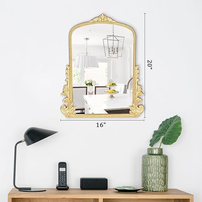 Vintage Small Arched Mirror, 17 * 12in Wall Mounted Vanity Mirror for Living Room, Bedroom, Bathroom, Entryway, Porch, Home and Dormitory, Versatile, Vintage Makeup Mirror