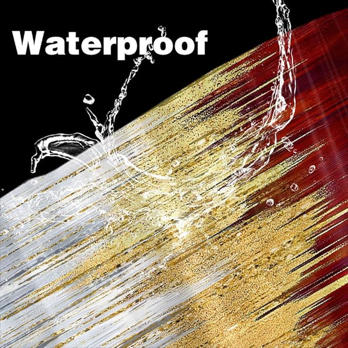JAWO Abstract Dark Red Shower Curtain, Gold Blue Boho Ombre Minimalist Chic Art Shower Curtains, Modern Neutral Contemporary Striped Brush Strokes Tan Art Waterproof Bathroom Curtain with 12 Hooks