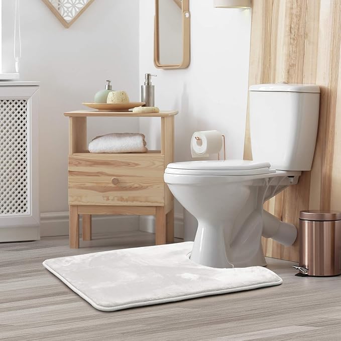 Clara Clark Bathroom Rugs, Velvet Memory Foam Bath Mat, Non-Slip, Machine Washable Bath Rugs - Dries Quickly, Ultra Soft Plush Bath Mats for Bathroom, 20 x 24, Solid White