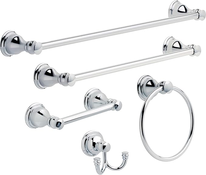 DELTA FAUCET Rubber Limited AUB24-PC Aubrey 24-in Wall Mount Towel Bar Bath Hardware Accessory in Polished Chrome