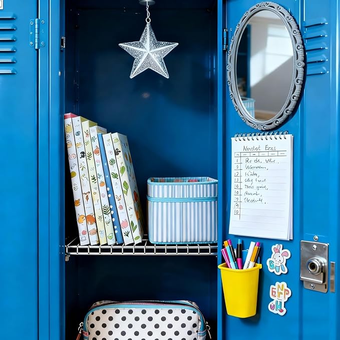 ARTLYMERS Magnetic Locker Mirror, Real Glass Small Mirrors for Lockers with Magnetic Backing, School Locker, Bathroom, Household Refrigerator, Locker Accessory or Office Cabinet (Grey)