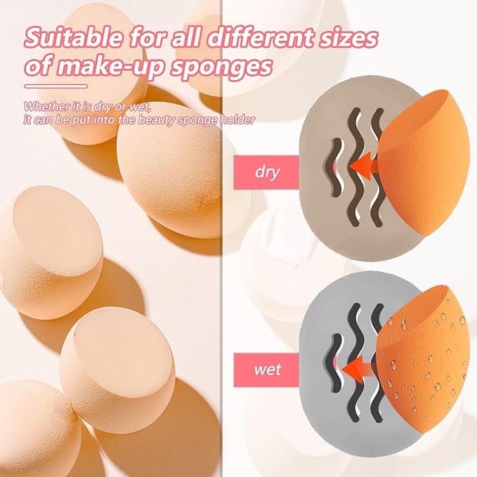 2PCS Makeup Sponge Holder Beauty Blender Bolder Makeup Sponge Case Breathable Make Up Sponge Case Essentials Suitable for Business or Travel（Khaki+Gery）