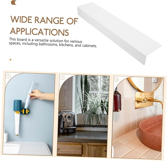Cabilock Adhesive Shelf Divider for Bathroom and Kitchen No Drill Gap Filler Wall-Mounted Storage Rack Waterproof and Easy to Install for Cabinet and Countertop Organization