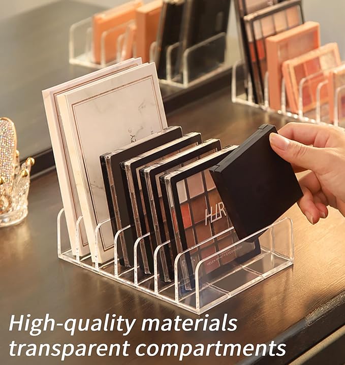 2 Pcs Eyeshadow Palette Organizer Use for Bathroom Countertops, Wardrobe, Shelf, Drawer, Sunglasses, Wallet, Contour Kit (Cosmetic Storage Box Small&Large) Makeup (Clear), 7.08x5.12x1.97 in