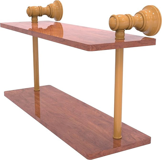 Allied Brass CL-2-16-IRW-GLY Carolina Collection 16 Inch Two Tiered Wood Shelf, Golden Yellow