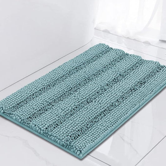 Turquoize Luxury Chenille Bath Rug for Bathroom Rugs Extra Absorbent Bath Mat Non Slip Microfiber Shower Rug for Bathroom Microfiber Shaggy Carpet Rug Size, 17"x 24", Aqua Haze