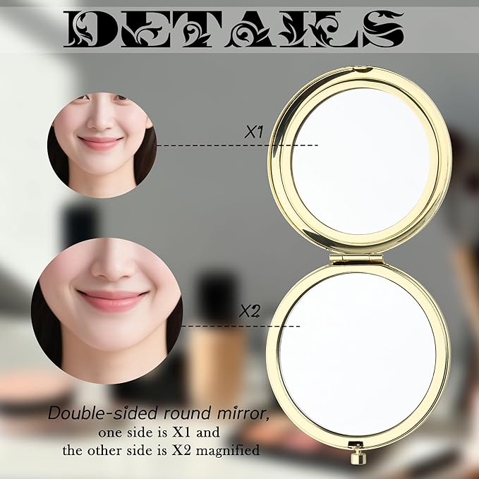 AKTAP Fairy Tale Gifts Princess Fans Compact Mirror I Will Sit with You in The Dark Makeup Mirror for Women (A Princess Gold Mirror)