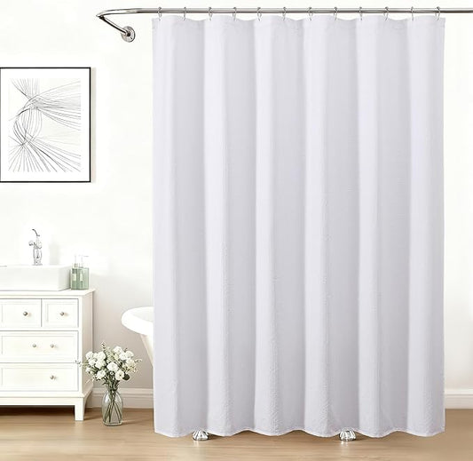 Aiyufeng White Shower Curtains for Bathroom，Dot Like Embossed Textured Waterproof Fabric Shower Curtain，Hotel Luxury Quality & Soft Cloth，Machine Washable，72Wx78L