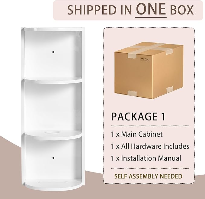 LIFE SKY Wall Mounted Bathroom Shelf Organizer: 3 Tier Floating Storage Rack with Interchangeable Shelves - Water Resistant Melamine Surface for Small Space Bathroom Organization & Apartment Living