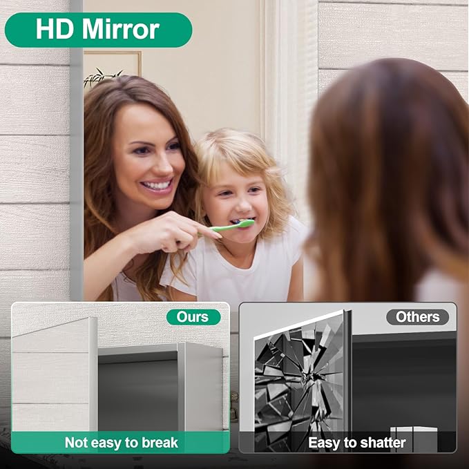 14 x 18 Farmhouse Medicine Cabinet for Bathroom, Small Silver Bathroom Mirror with Storage, Tempered Glass, Frameless Recessed or Wall Mount Aluminum Medicine Cabinet - Pre-Assembled